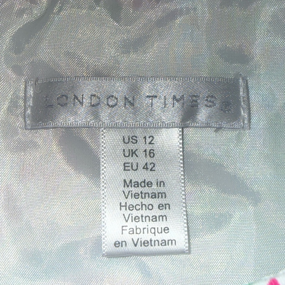 London Times Sleeveless Floral Dress 12 Colorful Zip Back Spring Feminine Resort - Picture 4 of 8